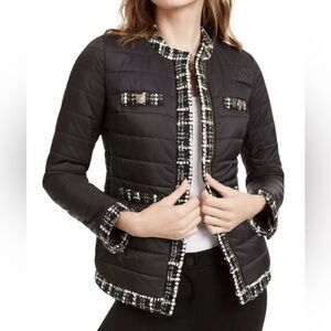 Anne Klein Womens Tweed Trim
Outerwear Quilted Coat